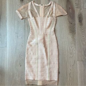Herve leger bellini peach bandage dress size XS in excellent used condition